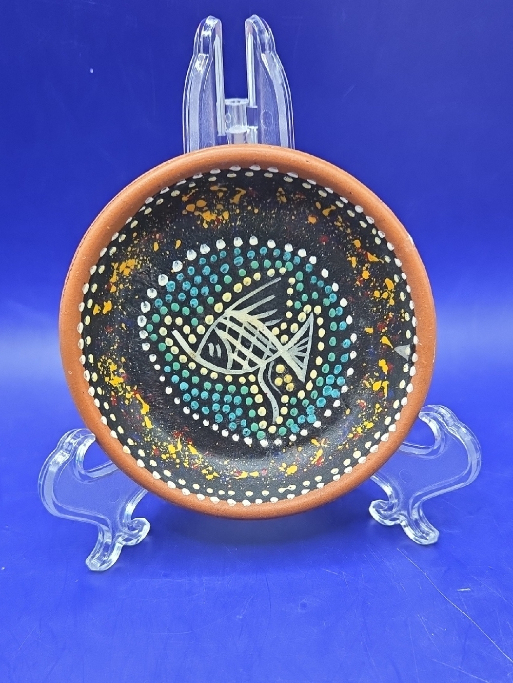 Aboriginal Terracotta Fish Trinket Dish - The Dream Time...Australia